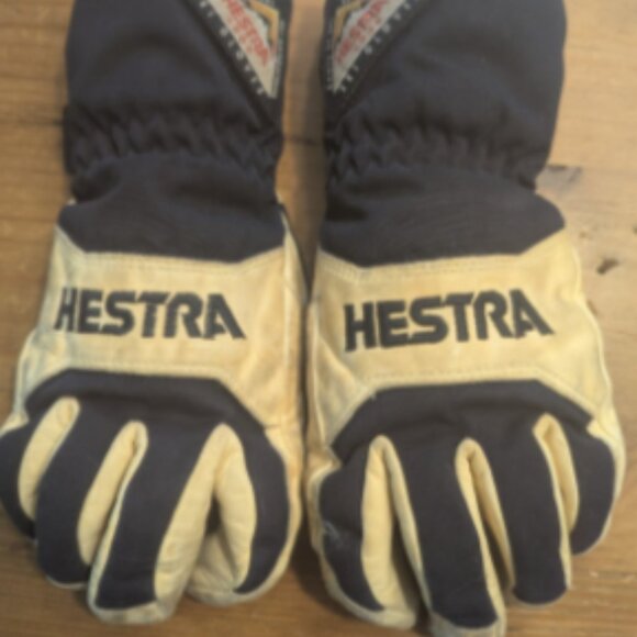 Vintage Hestra Leather Gloves Blue Size 8 - Picture 1 of 4